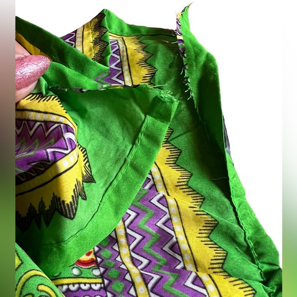 Sante Classics Green Purple Gold Dashiki Silky Sparkly Tunic Boho Coverup Top - Picture 14 of 16